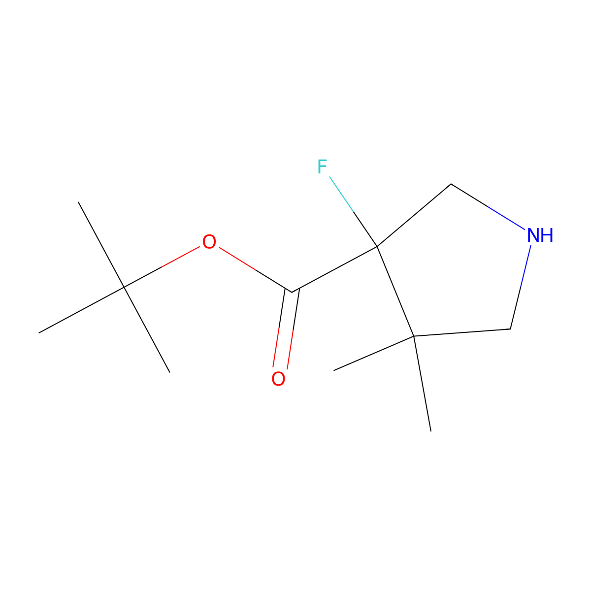 Tert-butyl 3-fluoro-4,4-dimethylpyrrolidine-3-carboxylate molecular structure, CAS 2580211-49-8