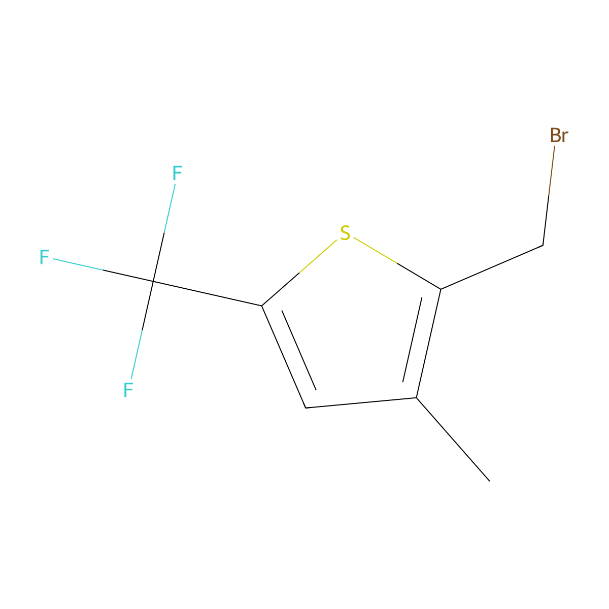 2-(Bromomethyl)-3-methyl-5-(trifluoromethyl)thiophene molecular structure, CAS 2580211-51-2