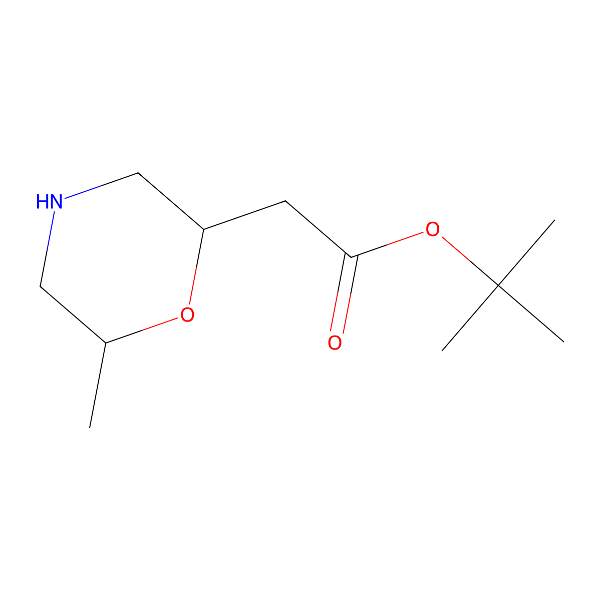 Tert-butyl 2-(6-methylmorpholin-2-yl)acetate molecular structure, CAS 2580211-59-0