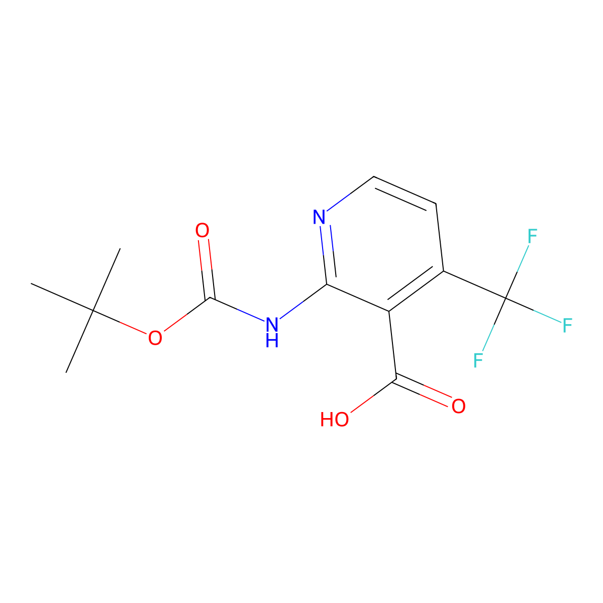 2-{[(Tert-butoxy)carbonyl]amino}-4-(trifluoromethyl)pyridine-3-carboxylic acid molecular structure, CAS 2580211-62-5