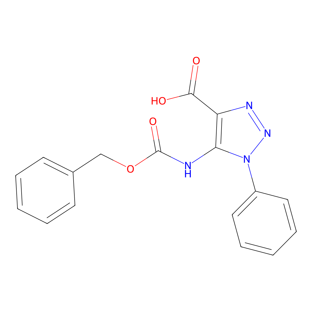 5-{[(benzyloxy)carbonyl]amino}-1-phenyl-1H-1,2,3-triazole-4-carboxylic acid molecular structure, CAS 2580211-85-2