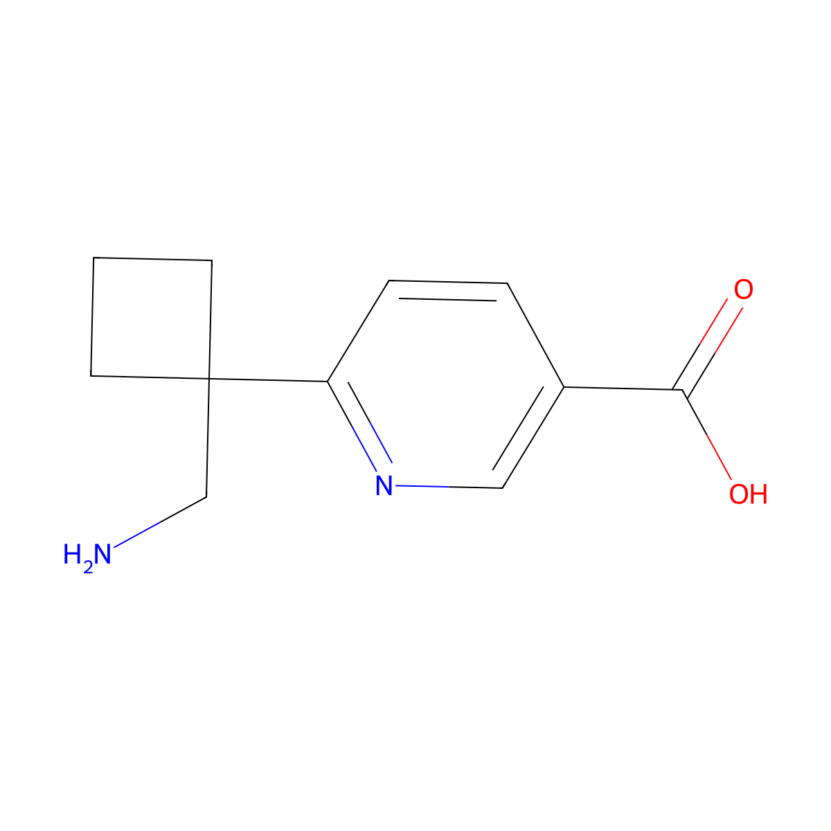 6-[1-(Aminomethyl)cyclobutyl]pyridine-3-carboxylic acid molecular structure, CAS 2580211-93-2