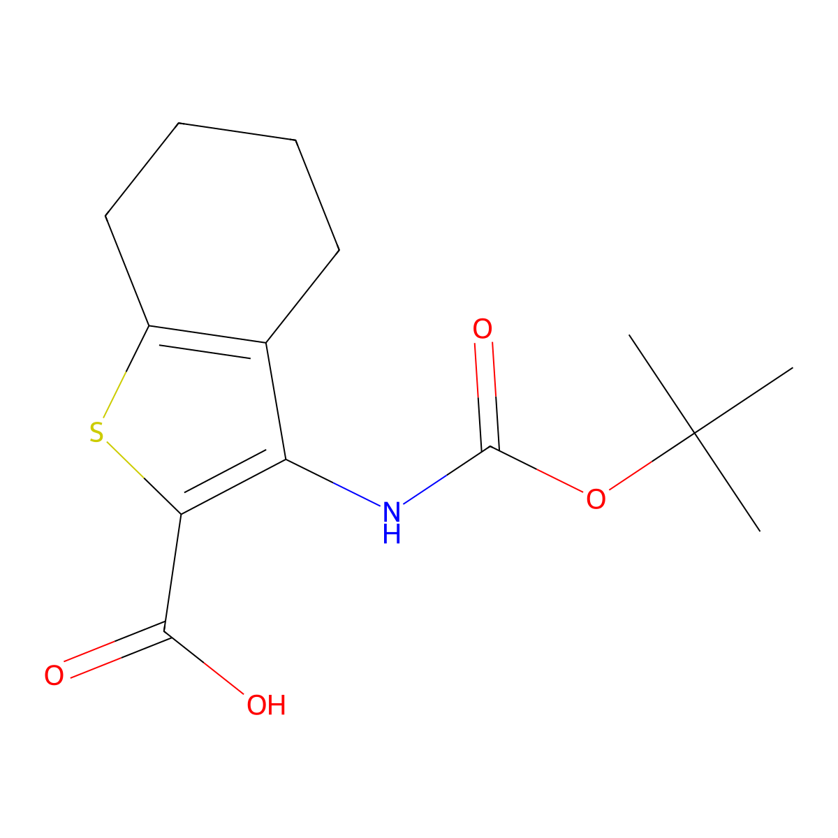3-{[(Tert-butoxy)carbonyl]amino}-4,5,6,7-tetrahydro-1-benzothiophene-2-carboxylic acid molecular structure, CAS 2580211-94-3