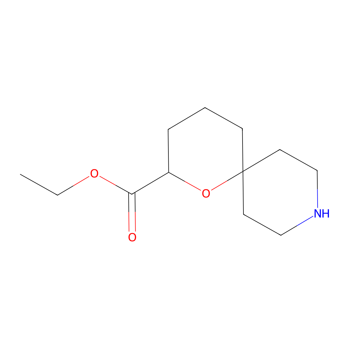 Ethyl 1-oxa-9-azaspiro[5.5]undecane-2-carboxylate molecular structure, CAS 2580211-95-4