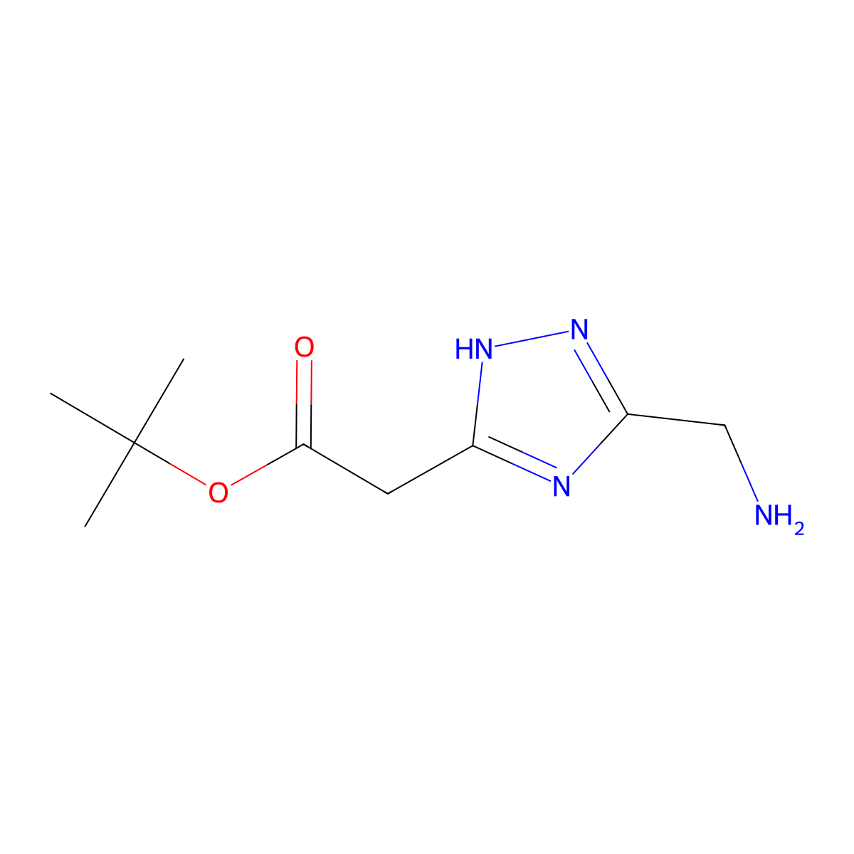 tert-butyl 2-[5-(aminomethyl)-4H-1,2,4-triazol-3-yl]acetate molecular structure, CAS 2580214-01-1