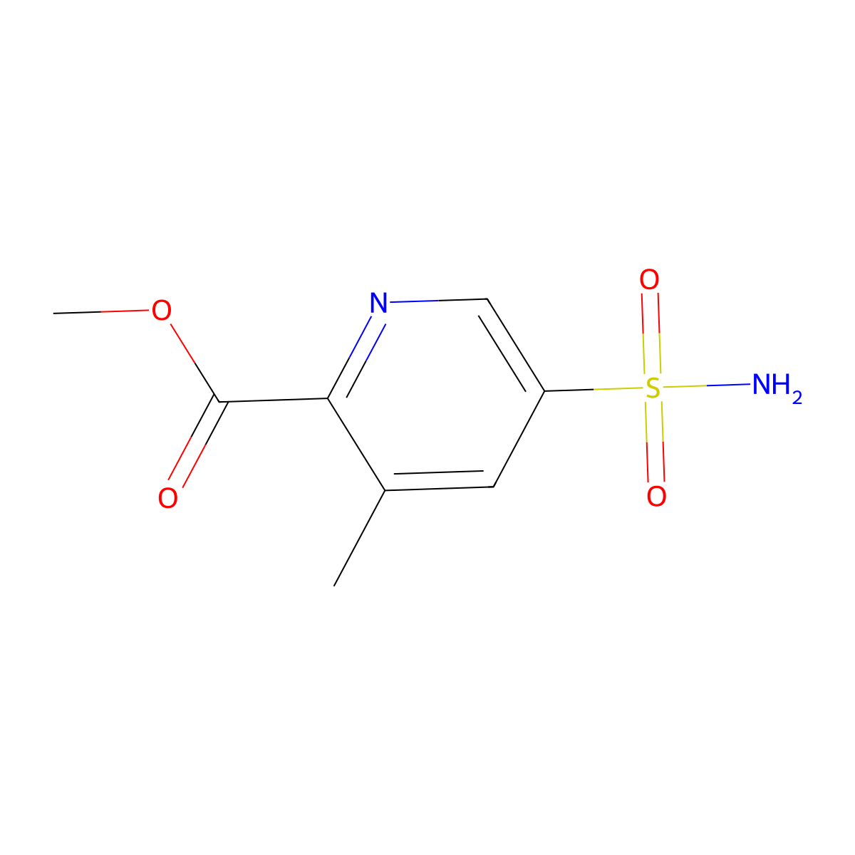 Methyl 3-methyl-5-sulfamoylpyridine-2-carboxylate molecular structure, CAS 2580214-02-2