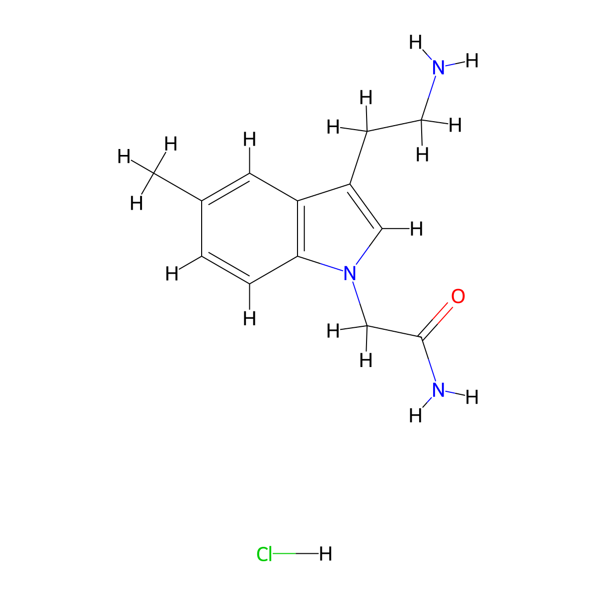 2-[3-(2-aminoethyl)-5-methyl-1H-indol-1-yl]acetamide hydrochloride molecular structure, CAS 2580214-04-4