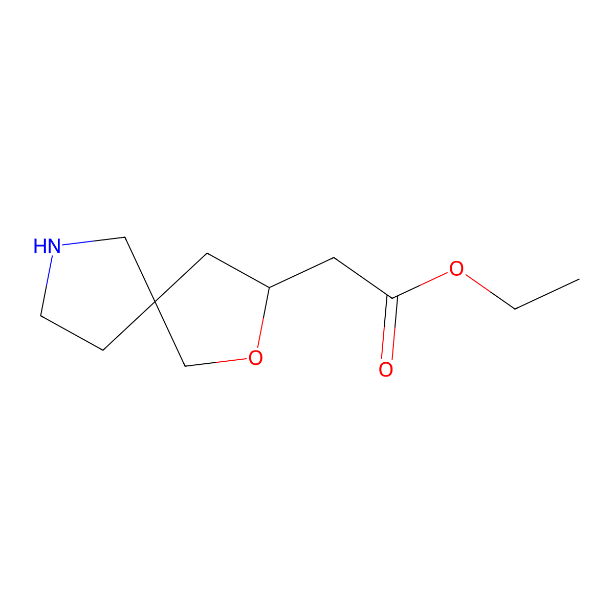 Ethyl 2-{2-oxa-7-azaspiro[4.4]nonan-3-yl}acetate molecular structure, CAS 2580214-07-7