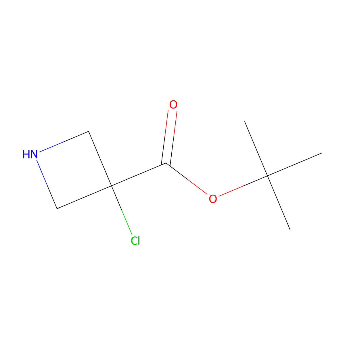 Tert-butyl 3-chloroazetidine-3-carboxylate molecular structure, CAS 2580214-09-9