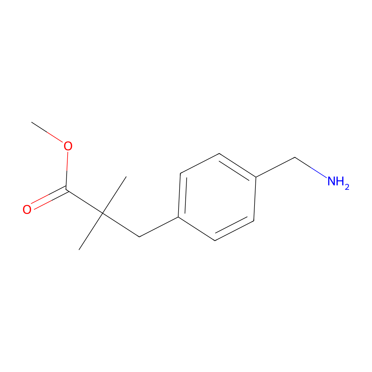Methyl 3-[4-(aminomethyl)phenyl]-2,2-dimethylpropanoate molecular structure, CAS 2580214-22-6