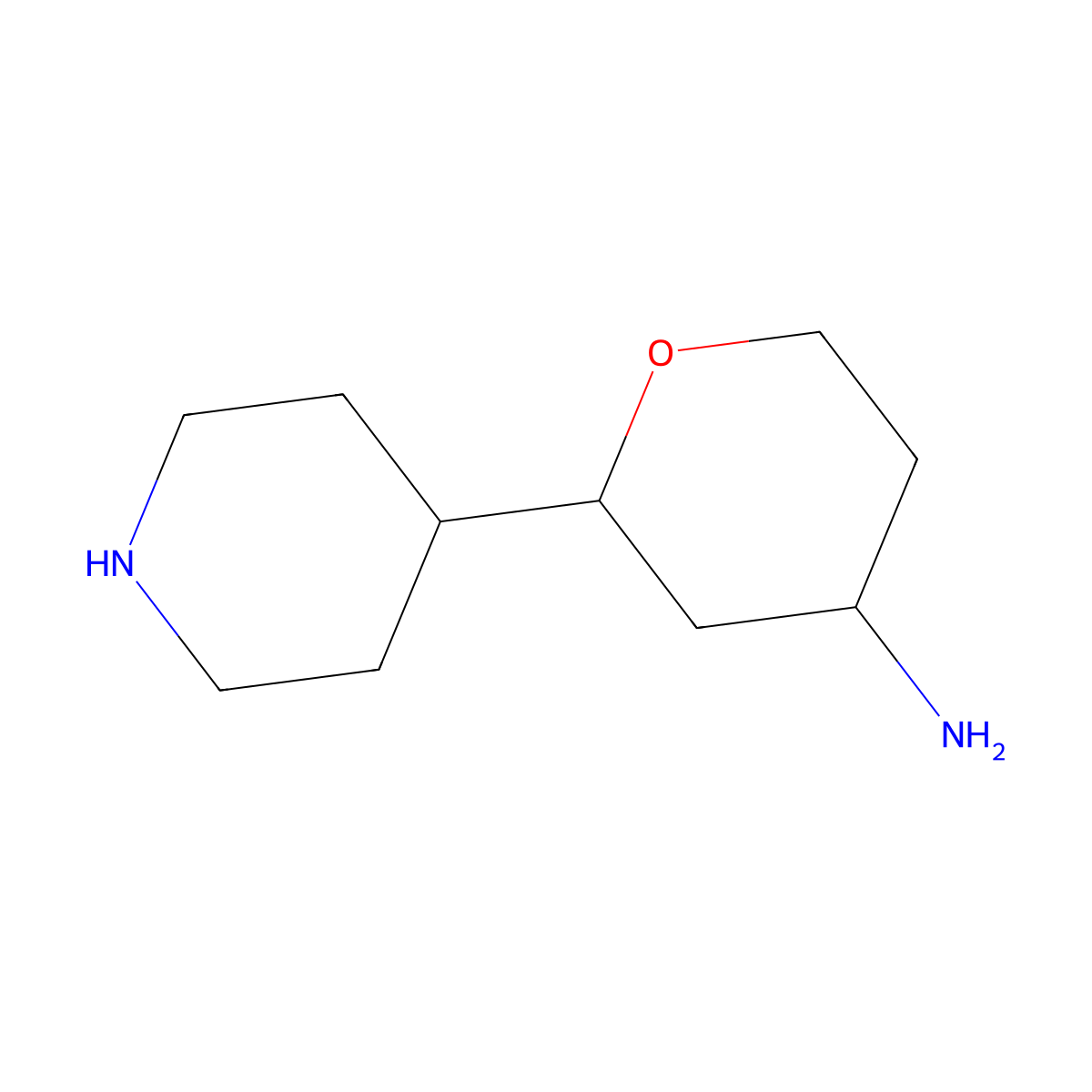 2-(Piperidin-4-yl)oxan-4-amine molecular structure, CAS 2580214-32-8