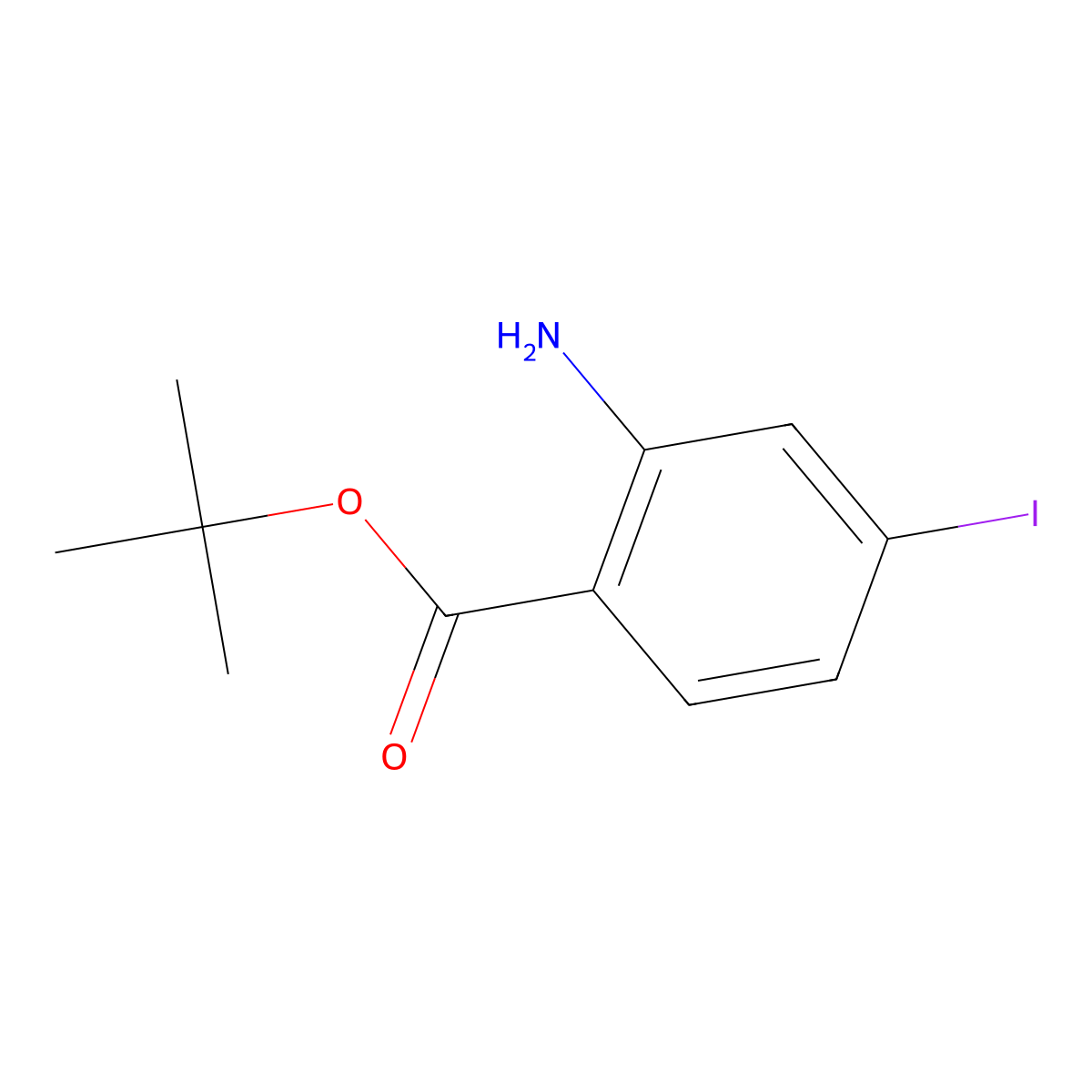 Tert-butyl 2-amino-4-iodobenzoate molecular structure, CAS 2580214-33-9