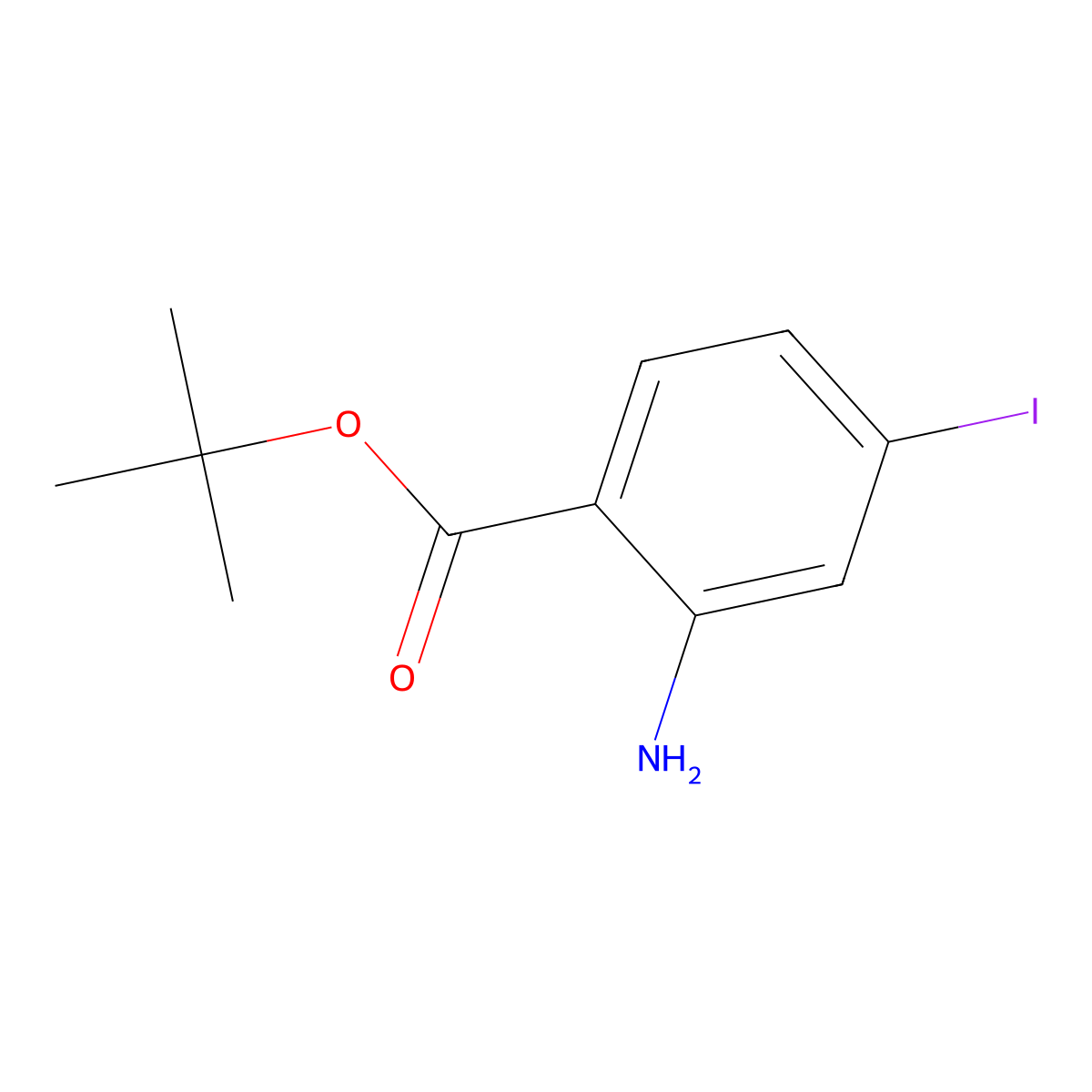 Tert-butyl 2-amino-4-iodobenzoate molecular structure, CAS 2580214-33-9