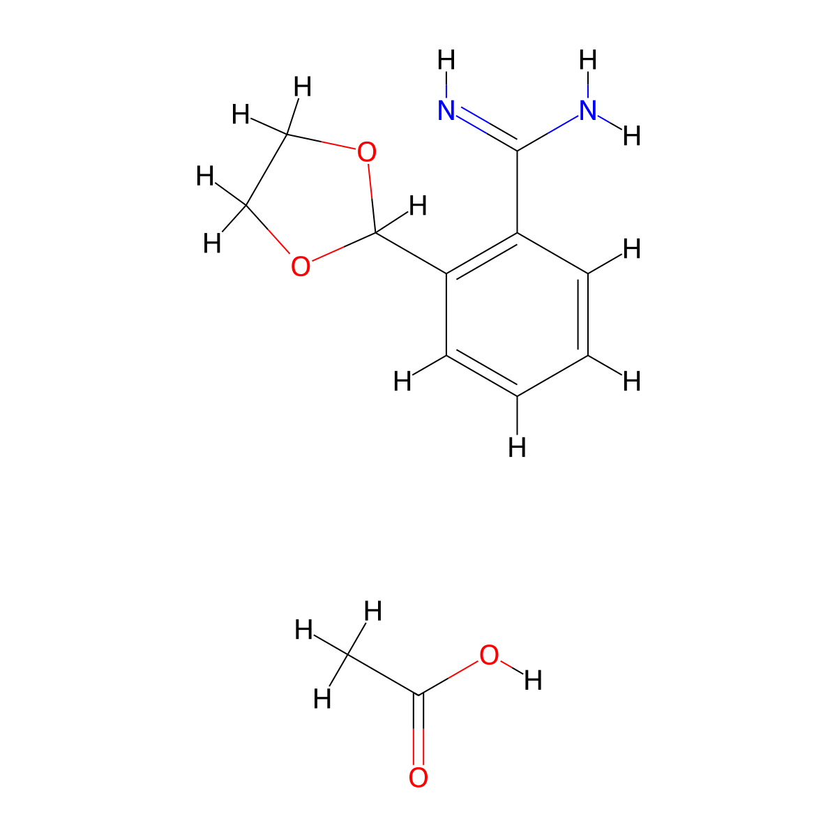2-(1,3-Dioxolan-2-yl)benzene-1-carboximidamide,aceticacid molecular structure, CAS 2580214-46-4