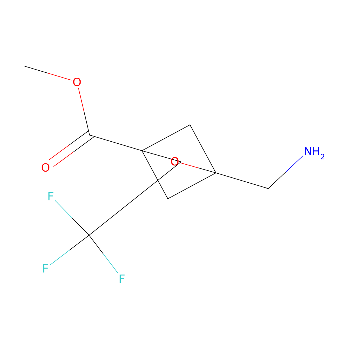 Methyl 1-(aminomethyl)-3-(trifluoromethyl)-2-oxabicyclo[2.1.1]hexane-4-carboxylate molecular structure, CAS 2580214-55-5