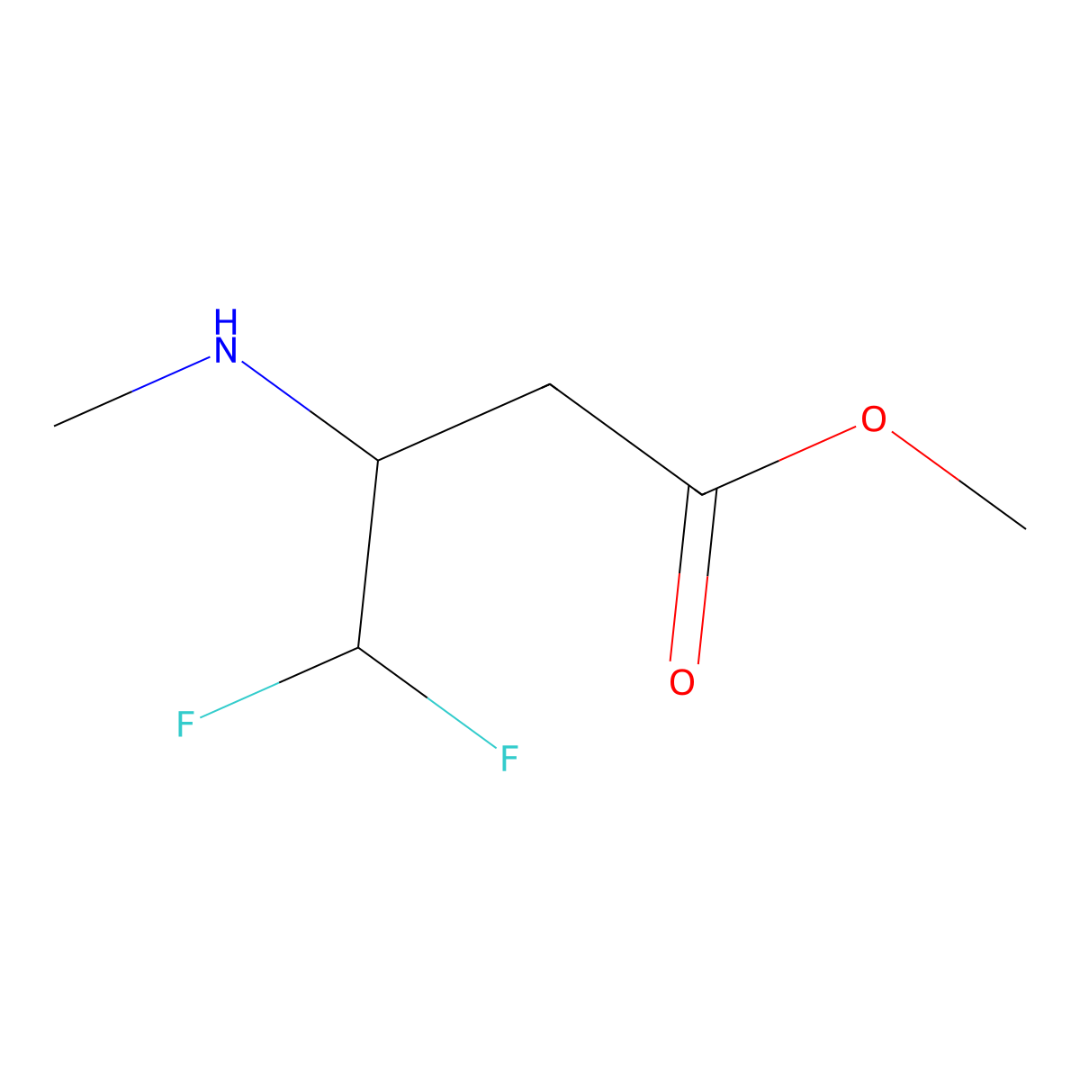 Methyl 4,4-difluoro-3-(methylamino)butanoate molecular structure, CAS 2580214-56-6