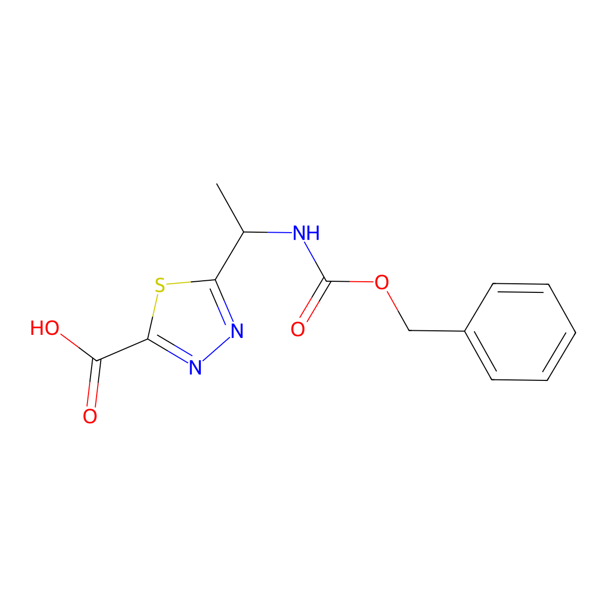 5-(1-{[(Benzyloxy)carbonyl]amino}ethyl)-1,3,4-thiadiazole-2-carboxylic acid molecular structure, CAS 2580214-59-9