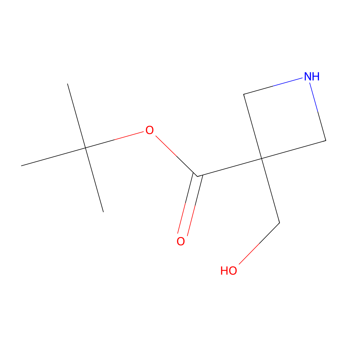 Tert-butyl 3-(hydroxymethyl)azetidine-3-carboxylate molecular structure, CAS 2580214-60-2