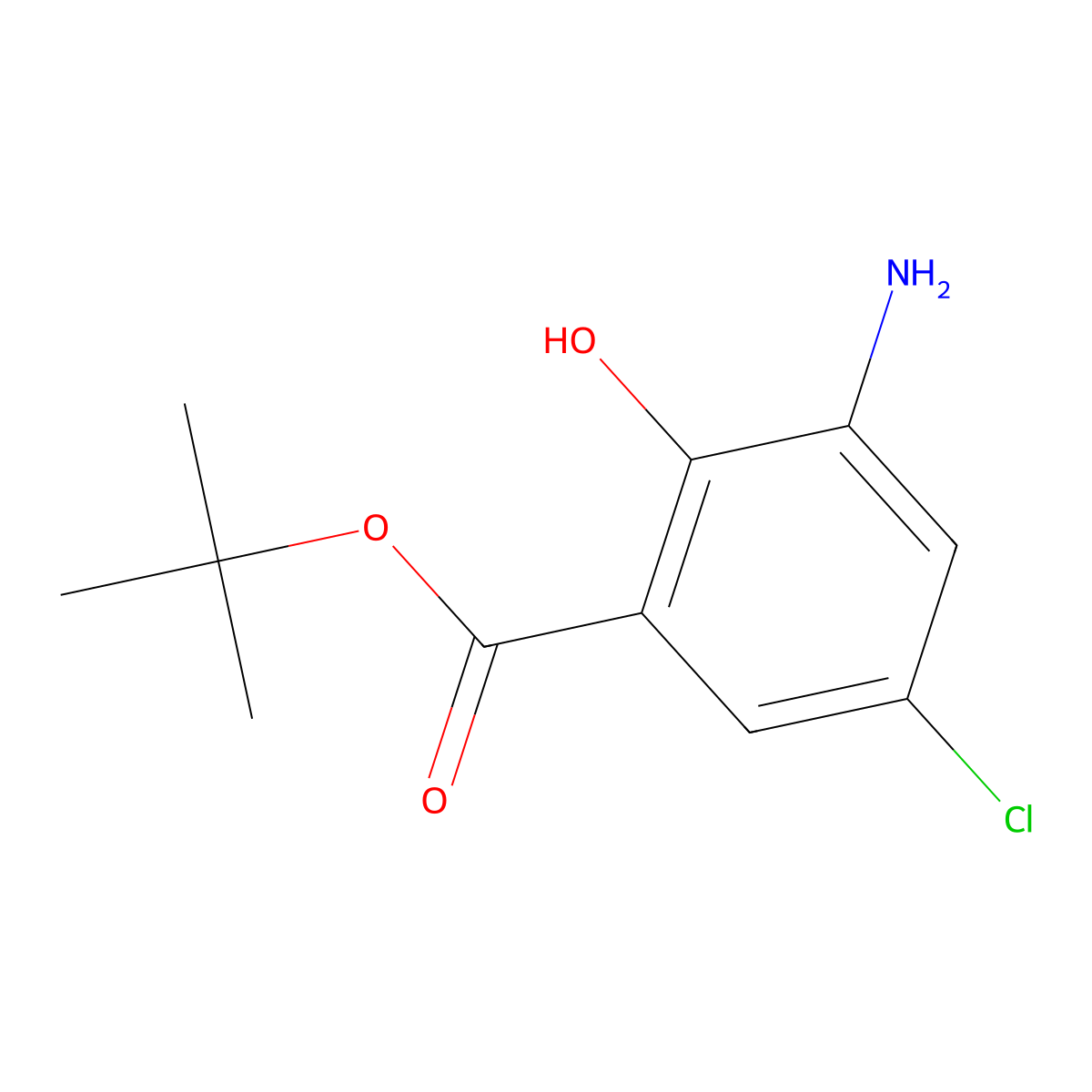 Tert-butyl 3-amino-5-chloro-2-hydroxybenzoate molecular structure, CAS 2580214-61-3