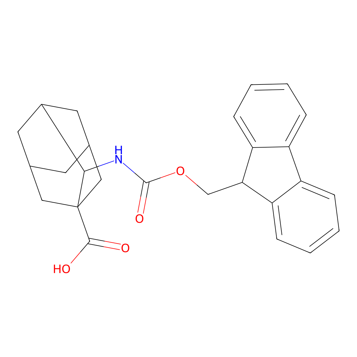 2-({[(9H-fluoren-9-yl)methoxy]carbonyl}amino)adamantane-1-carboxylicacid molecular structure, CAS 2580214-63-5