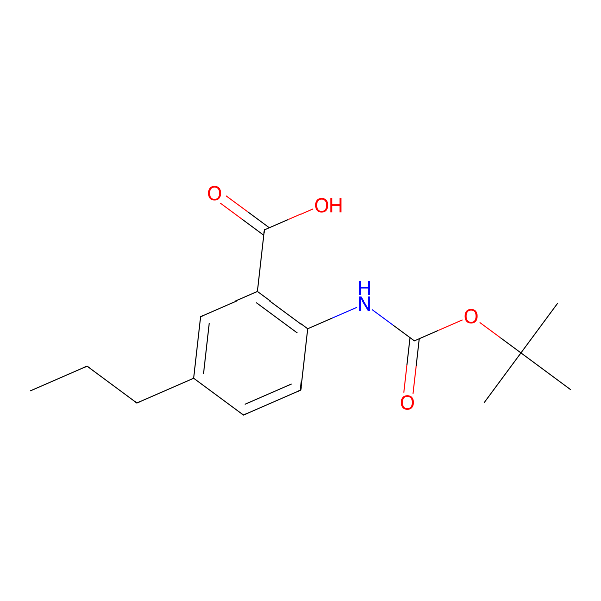 2-{[(Tert-butoxy)carbonyl]amino}-5-propylbenzoic acid molecular structure, CAS 2580214-64-6