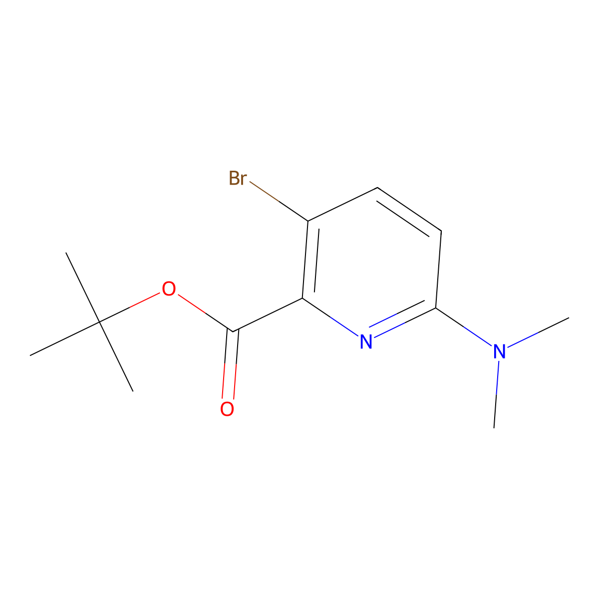 Tert-butyl 3-bromo-6-(dimethylamino)pyridine-2-carboxylate molecular structure, CAS 2580214-71-5