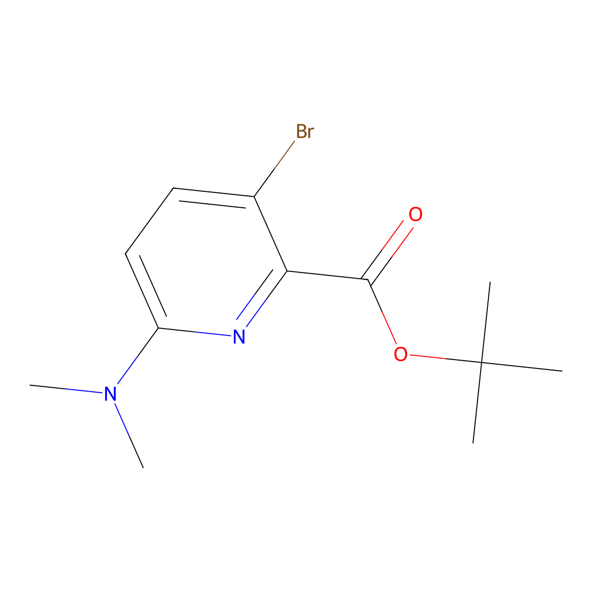 Tert-butyl 3-bromo-6-(dimethylamino)pyridine-2-carboxylate molecular structure, CAS 2580214-71-5