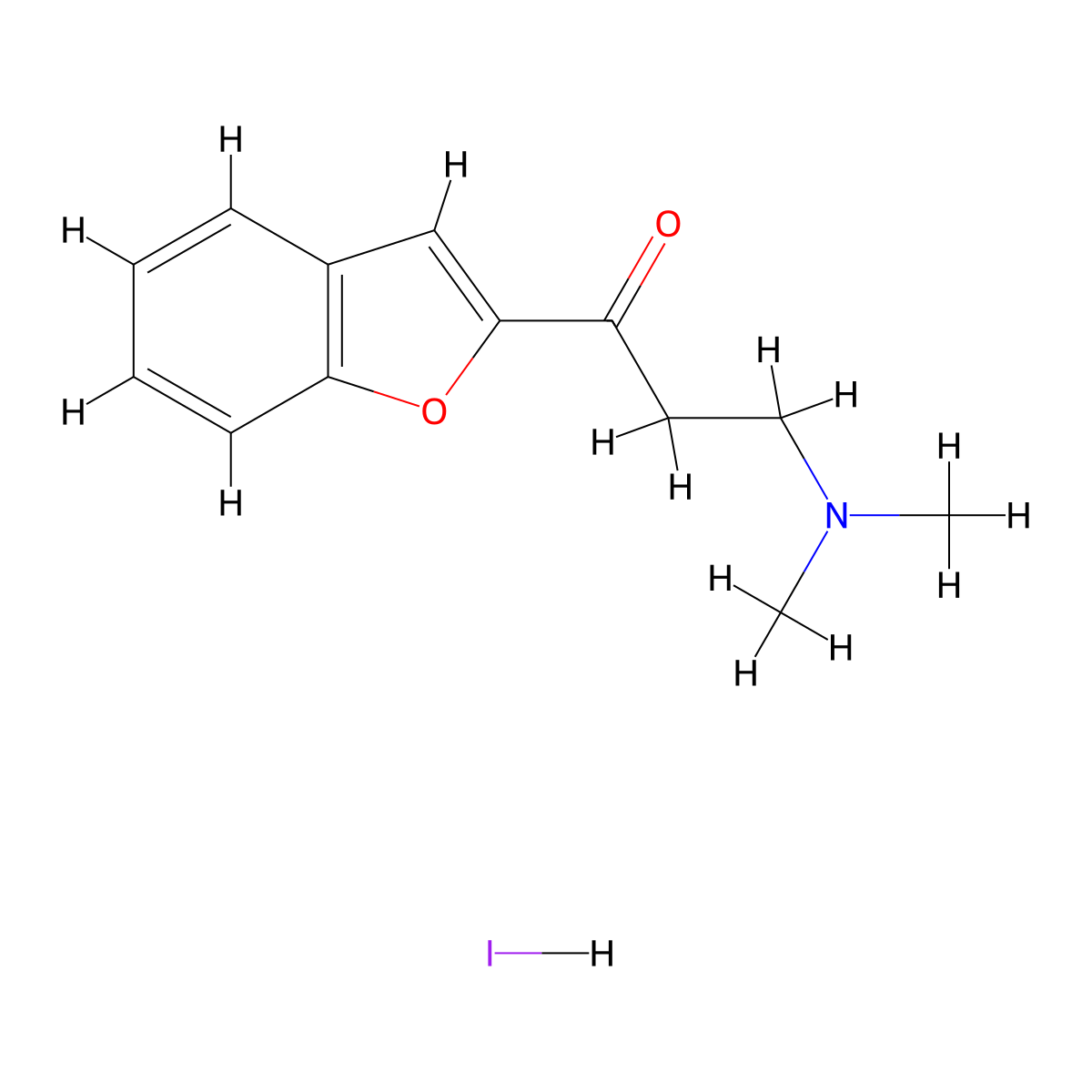 1-(1-Benzofuran-2-yl)-3-(dimethylamino)propan-1-one hydroiodide molecular structure, CAS 2580214-79-3