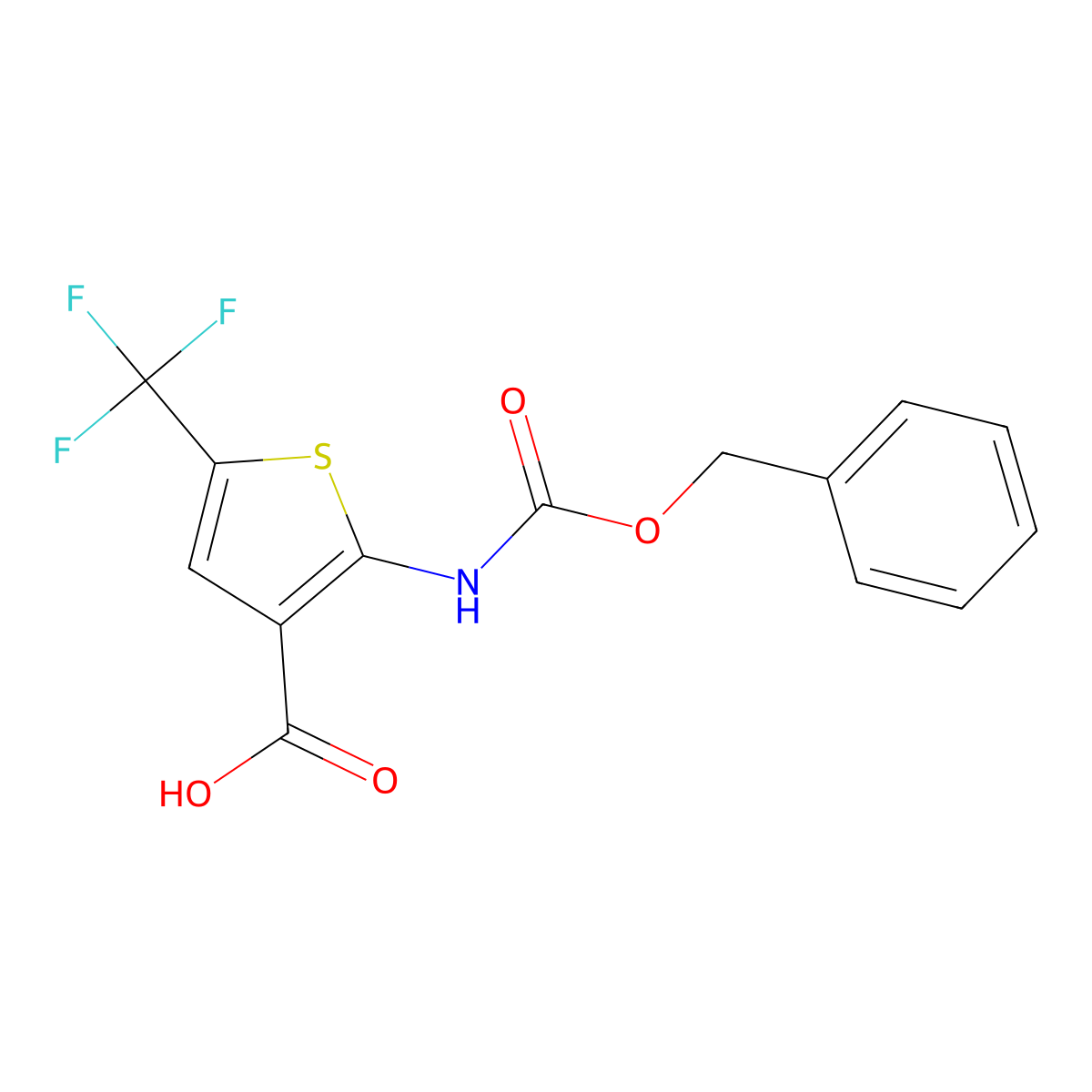 2-{[(Benzyloxy)carbonyl]amino}-5-(trifluoromethyl)thiophene-3-carboxylic acid molecular structure, CAS 2580214-81-7