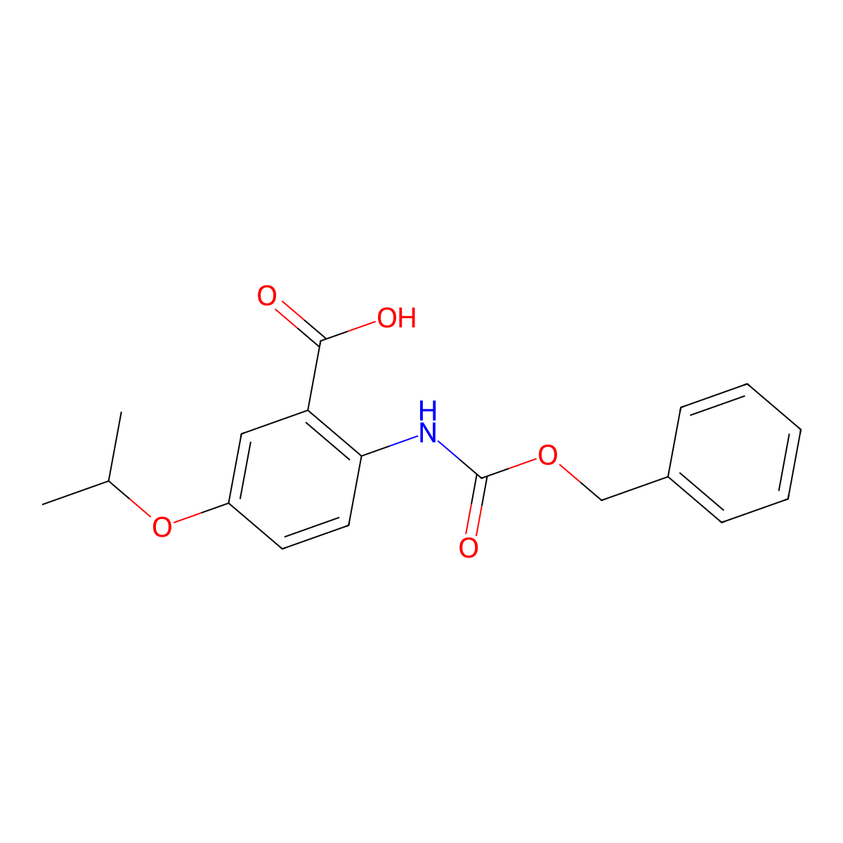 2-{[(Benzyloxy)carbonyl]amino}-5-(propan-2-yloxy)benzoic acid molecular structure, CAS 2580214-83-9