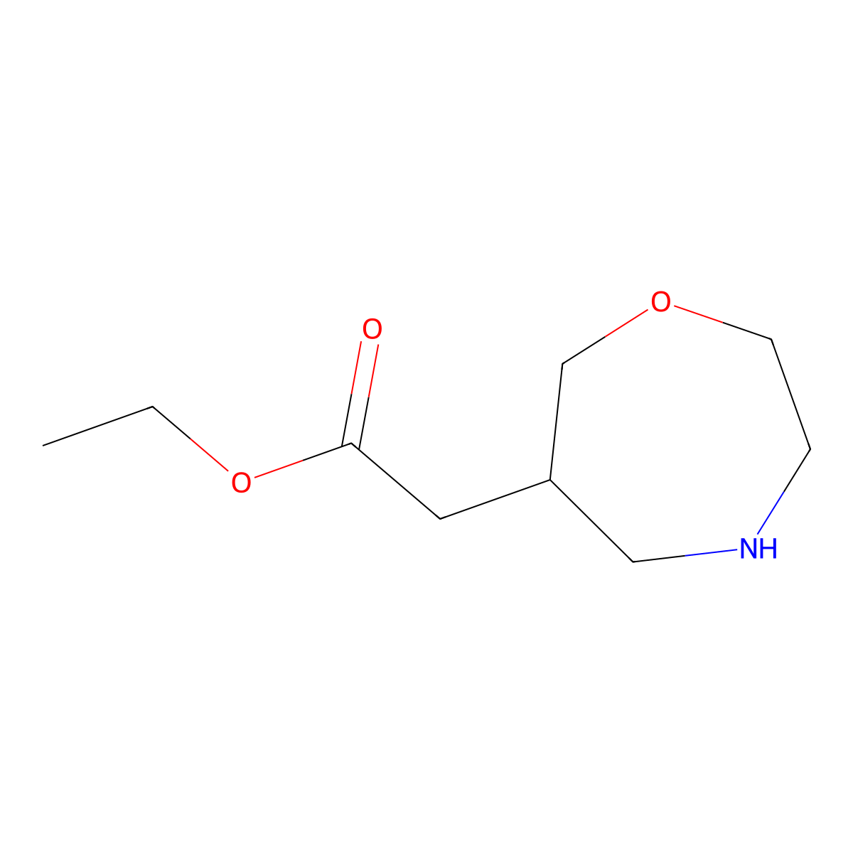 Ethyl 2-(1,4-oxazepan-6-yl)acetate molecular structure, CAS 2580214-84-0