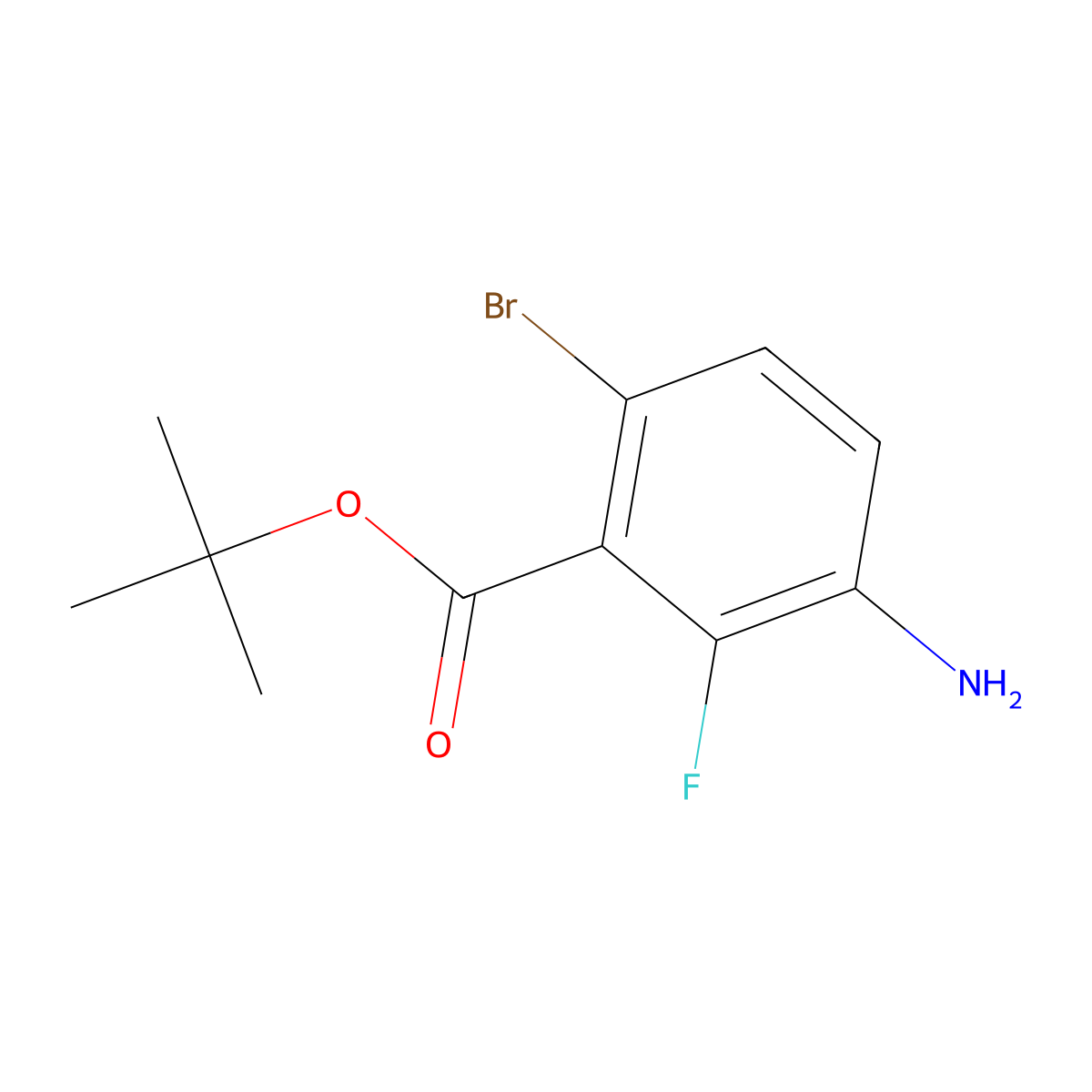 Tert-butyl 3-amino-6-bromo-2-fluorobenzoate molecular structure, CAS 2580214-85-1