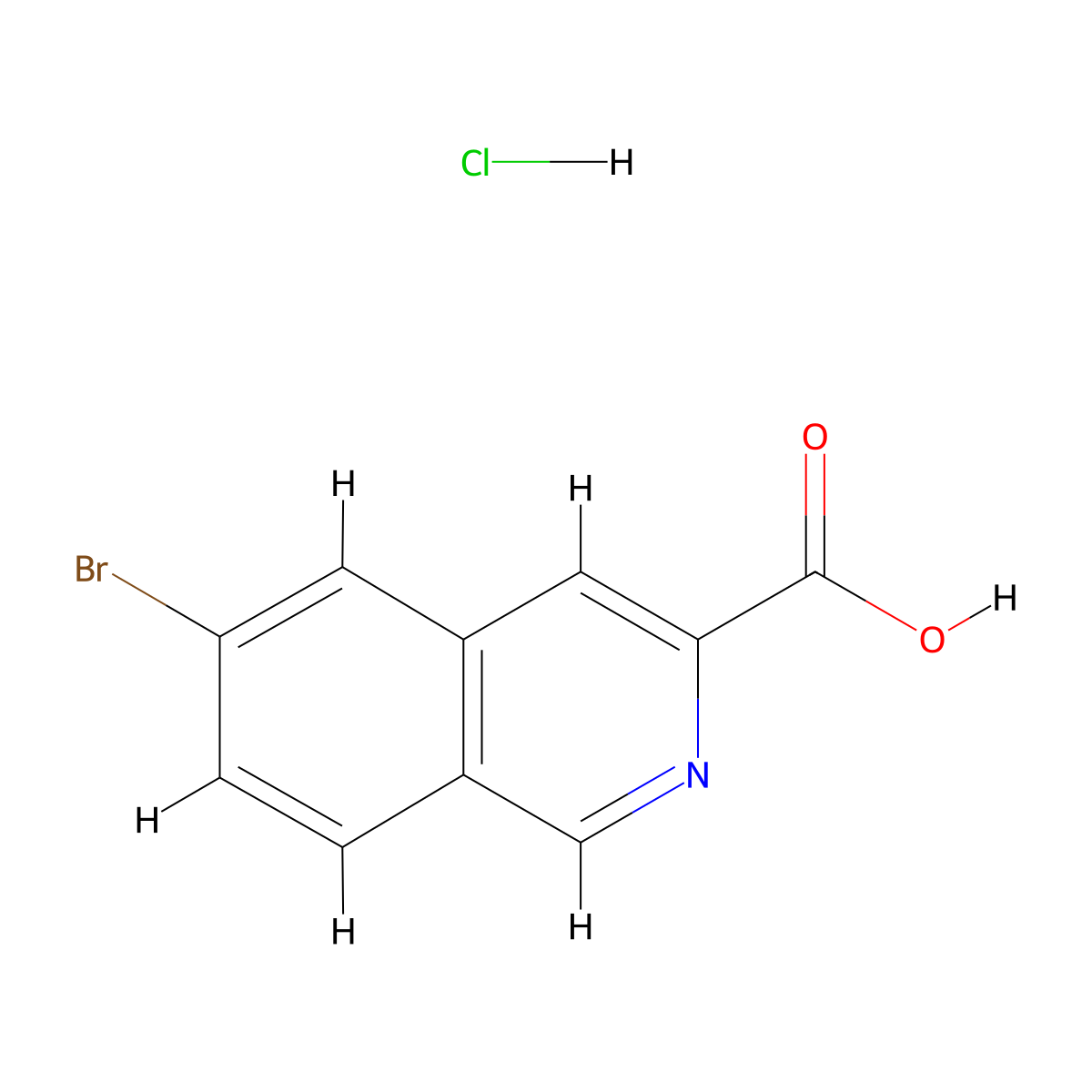 6-Bromoisoquinoline-3-carboxylic acid hydrochloride molecular structure, CAS 2580215-06-9