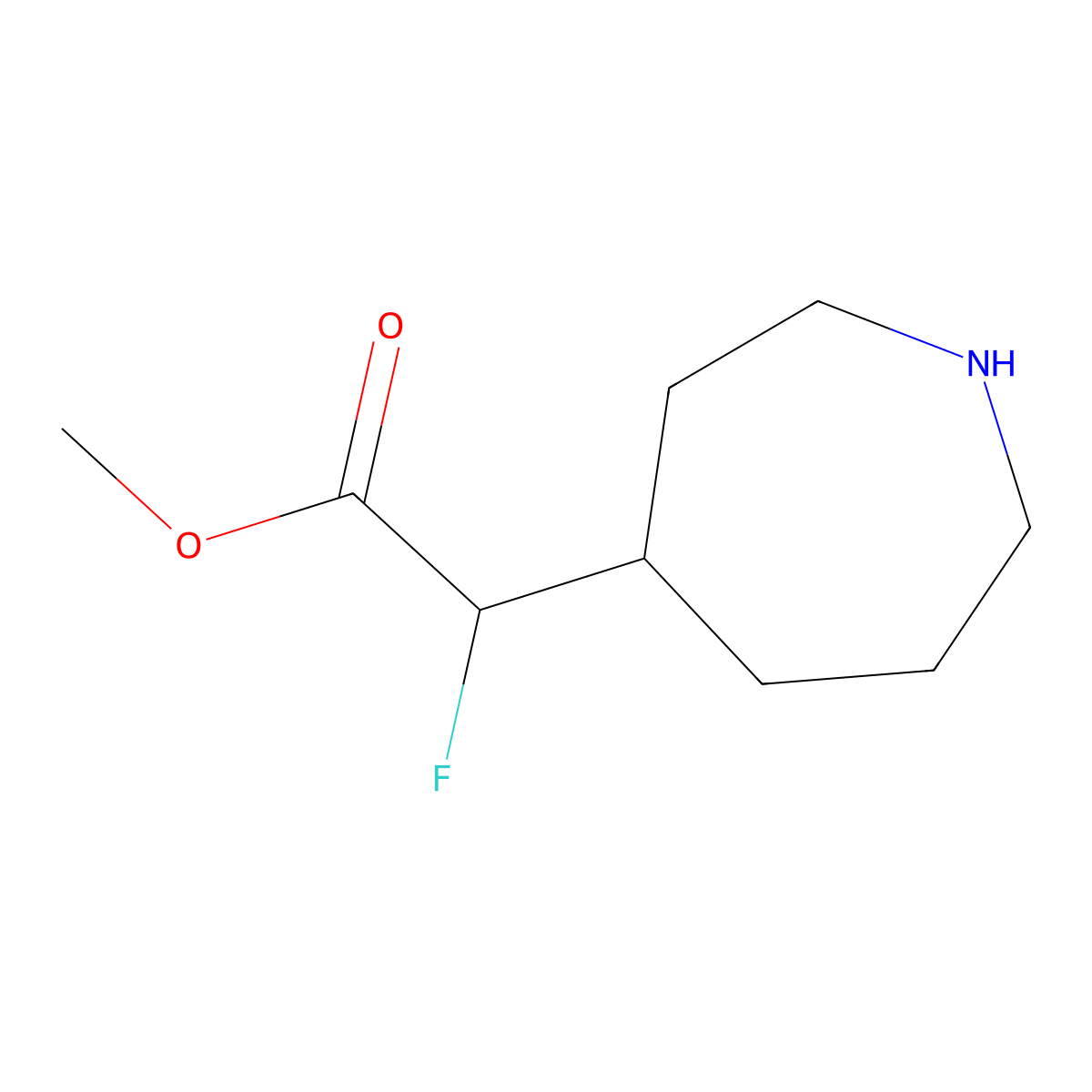 Methyl 2-(azepan-4-yl)-2-fluoroacetate molecular structure, CAS 2580215-09-2