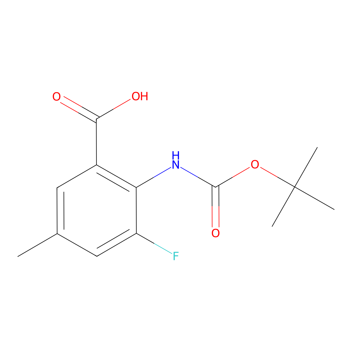 2-{[(Tert-butoxy)carbonyl]amino}-3-fluoro-5-methylbenzoic acid molecular structure, CAS 2580215-15-0