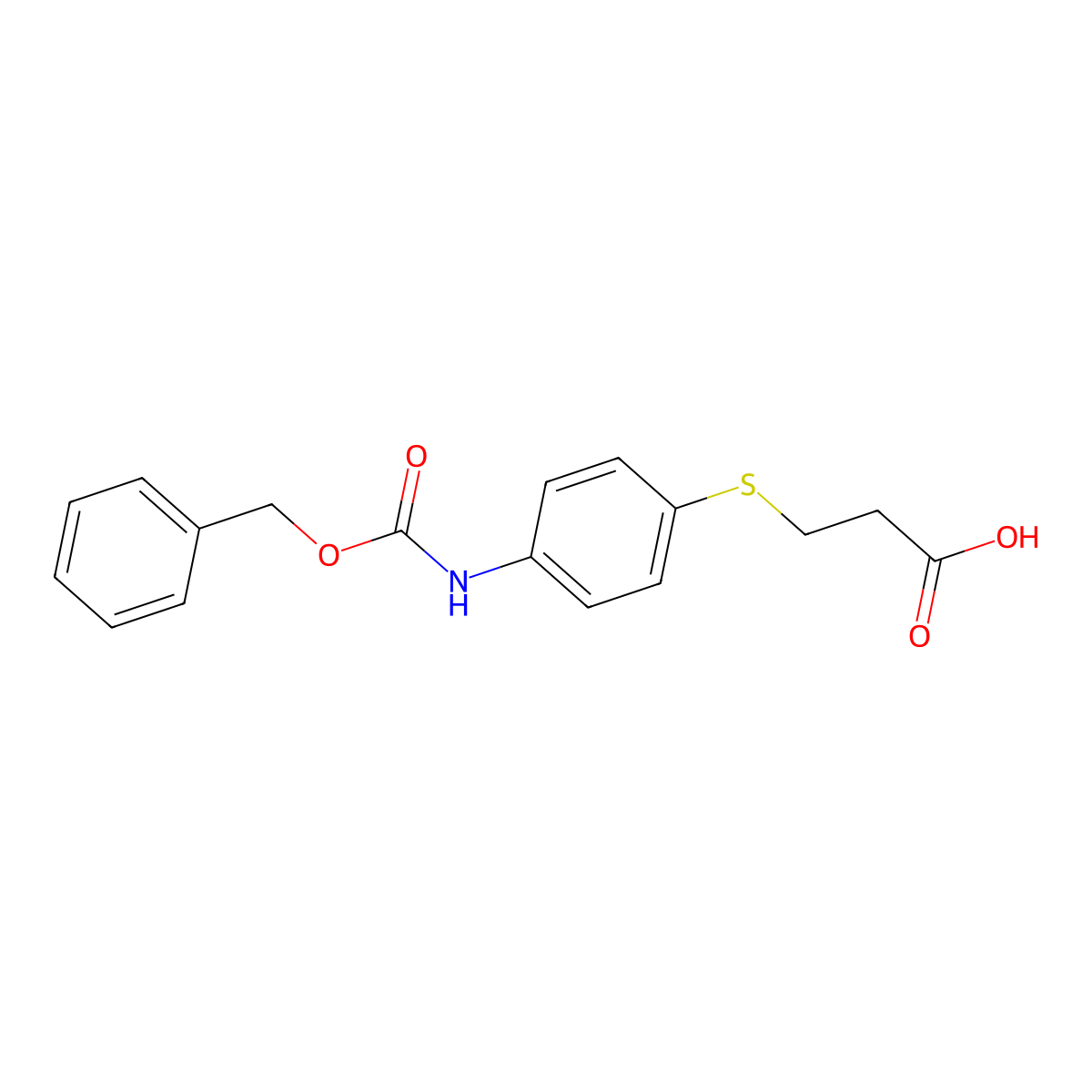 3-[(4-{[(Benzyloxy)carbonyl]amino}phenyl)sulfanyl]propanoic acid molecular structure, CAS 2580215-16-1