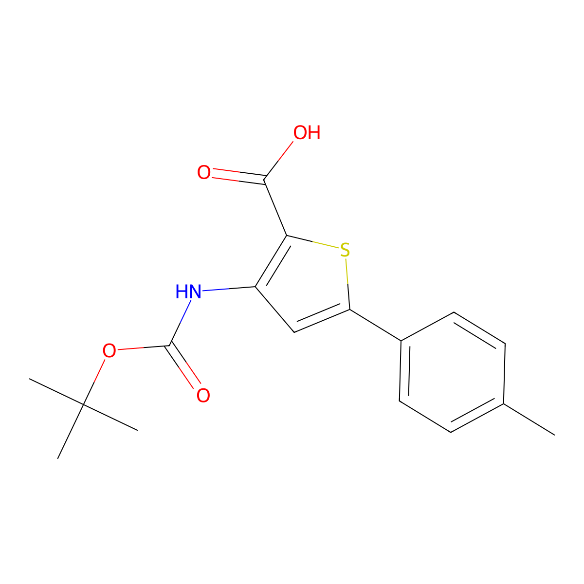 3-{[(Tert-butoxy)carbonyl]amino}-5-(4-methylphenyl)thiophene-2-carboxylic acid molecular structure, CAS 2580215-17-2