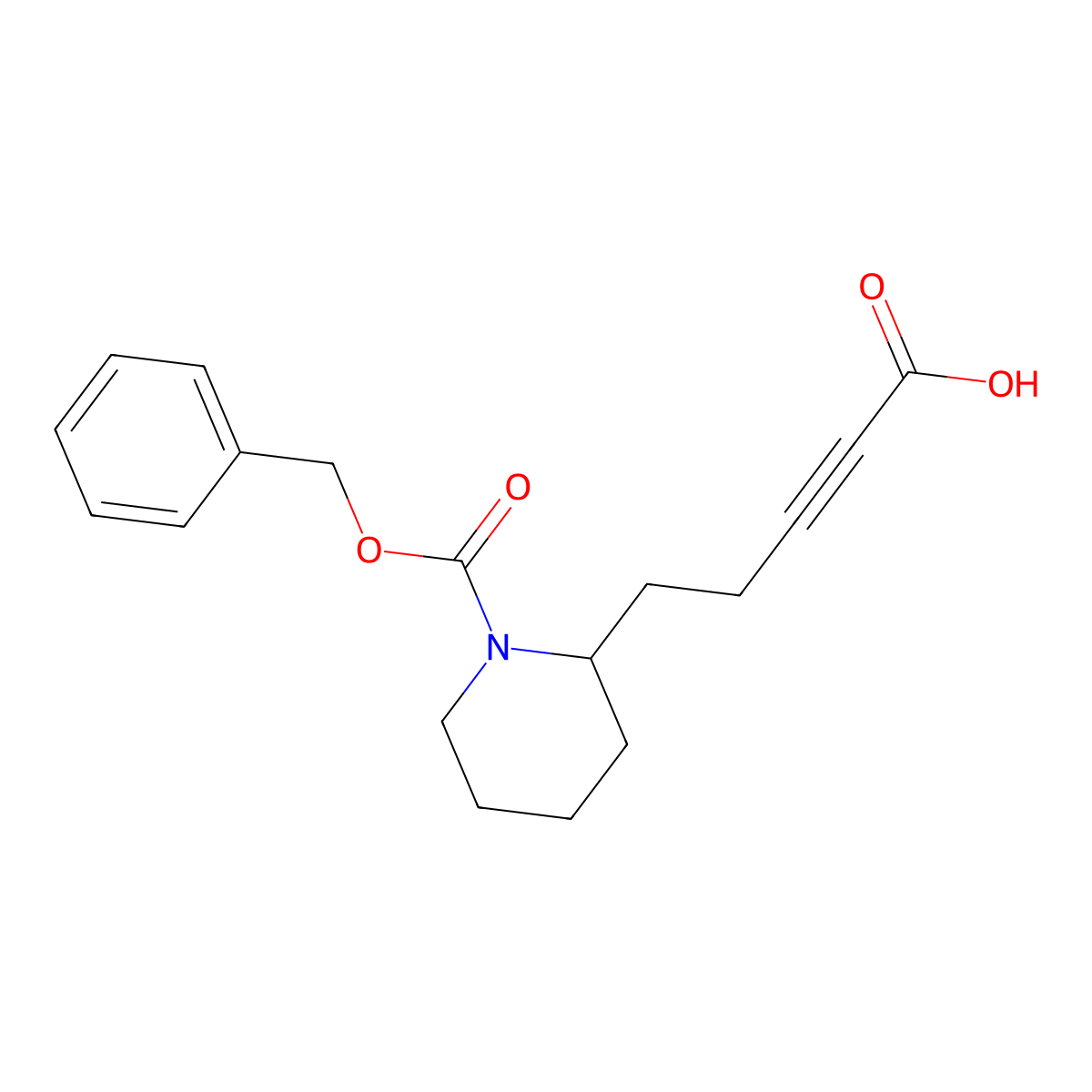 5-{1-[(Benzyloxy)carbonyl]piperidin-2-yl}pent-2-ynoic acid molecular structure, CAS 2580215-18-3