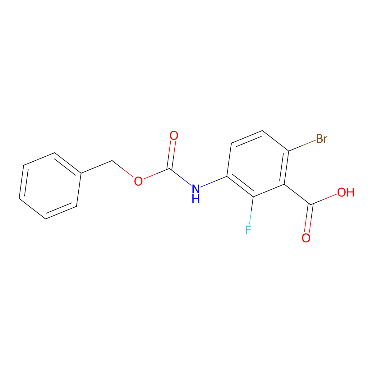 3-{[(Benzyloxy)carbonyl]amino}-6-bromo-2-fluorobenzoic acid molecular structure, CAS 2580215-21-8
