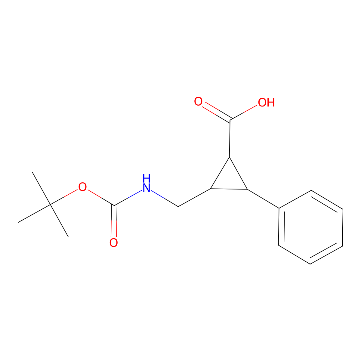 2-({[(Tert-butoxy)carbonyl]amino}methyl)-3-phenylcyclopropane-1-carboxylic acid molecular structure, CAS 2580215-26-3