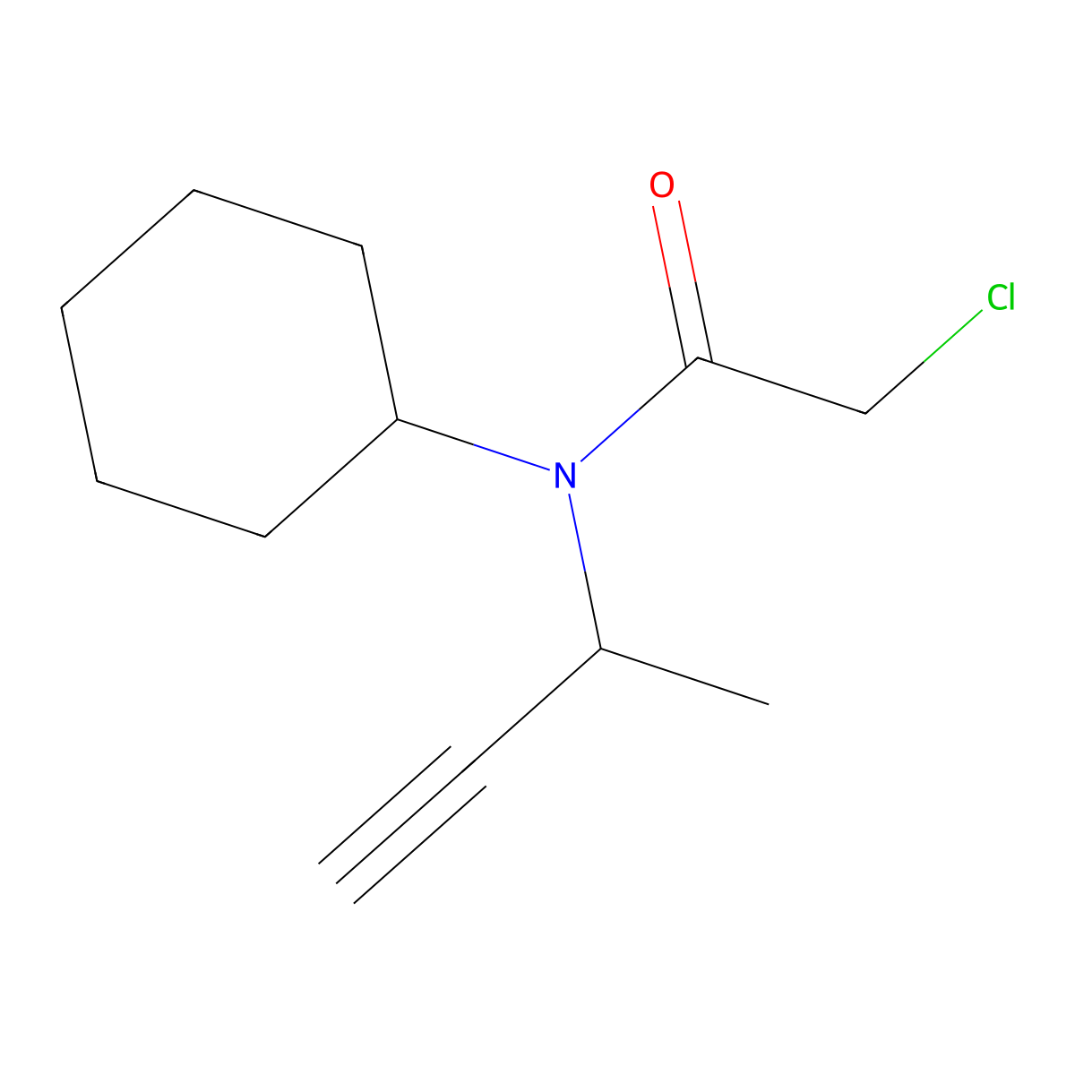 N-(but-3-yn-2-yl)-2-chloro-N-cyclohexylacetamide molecular structure, CAS 2580215-29-6