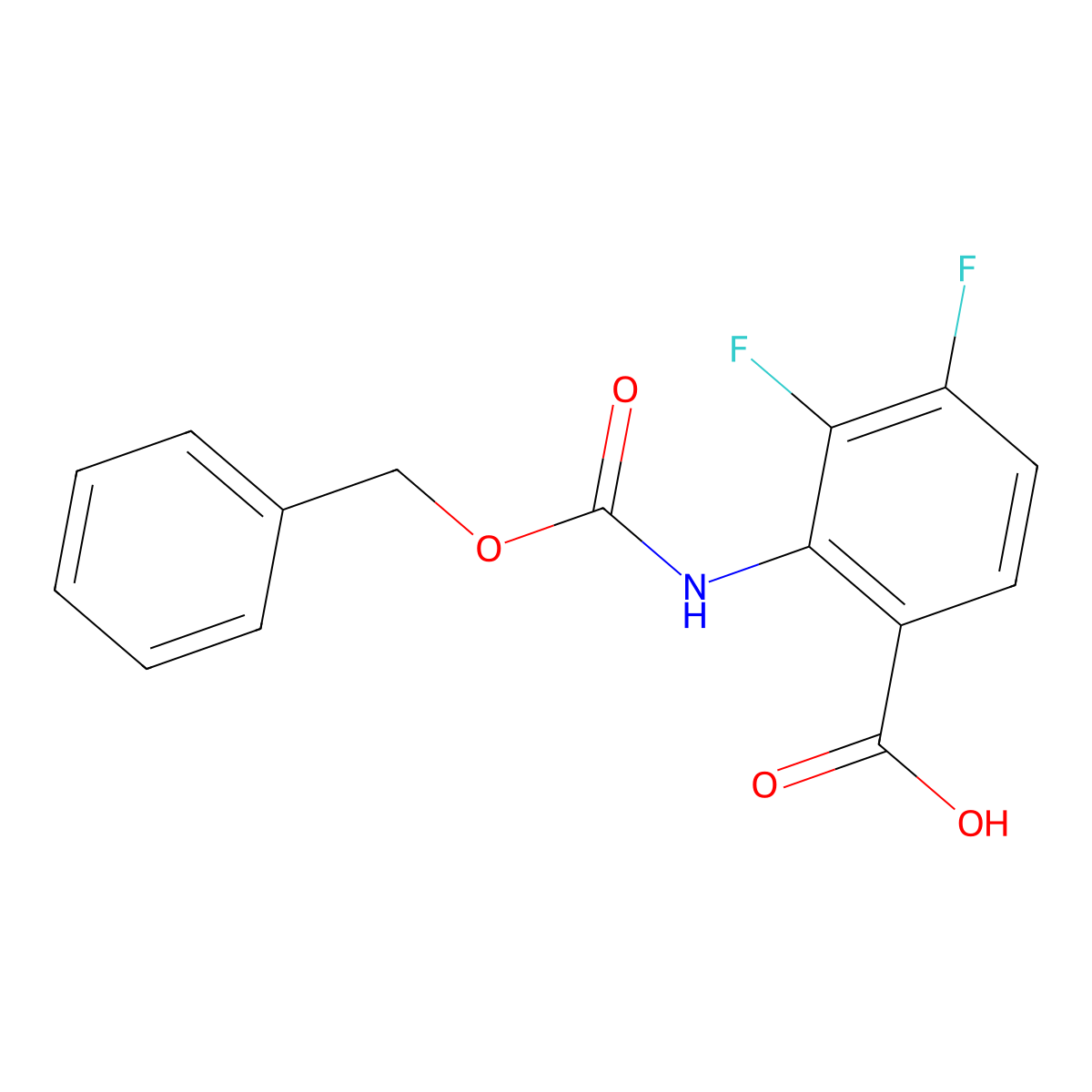 2-{[(Benzyloxy)carbonyl]amino}-3,4-difluorobenzoic acid molecular structure, CAS 2580215-36-5