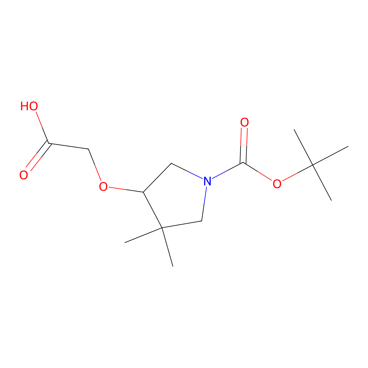 2-({1-[(Tert-butoxy)carbonyl]-4,4-dimethylpyrrolidin-3-yl}oxy)acetic acid molecular structure, CAS 2580215-45-6