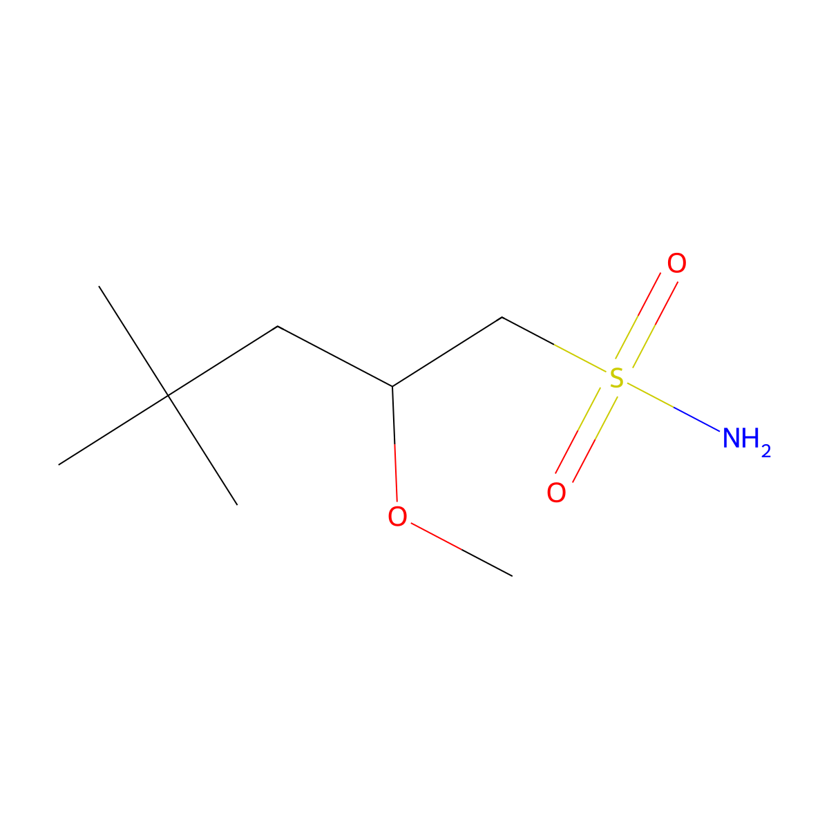 2-Methoxy-4,4-dimethylpentane-1-sulfonamide molecular structure, CAS 2580215-47-8