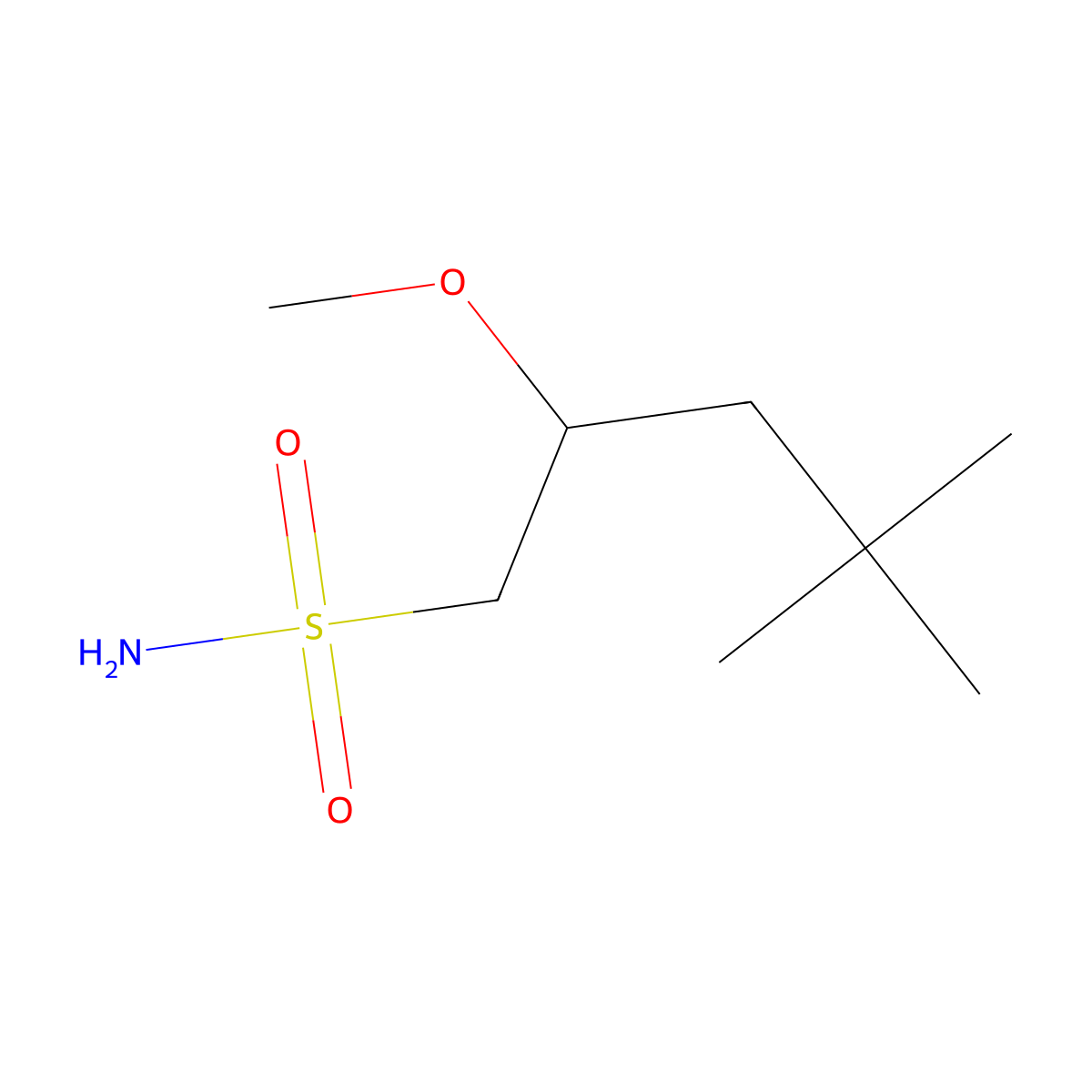 2-Methoxy-4,4-dimethylpentane-1-sulfonamide molecular structure, CAS 2580215-47-8