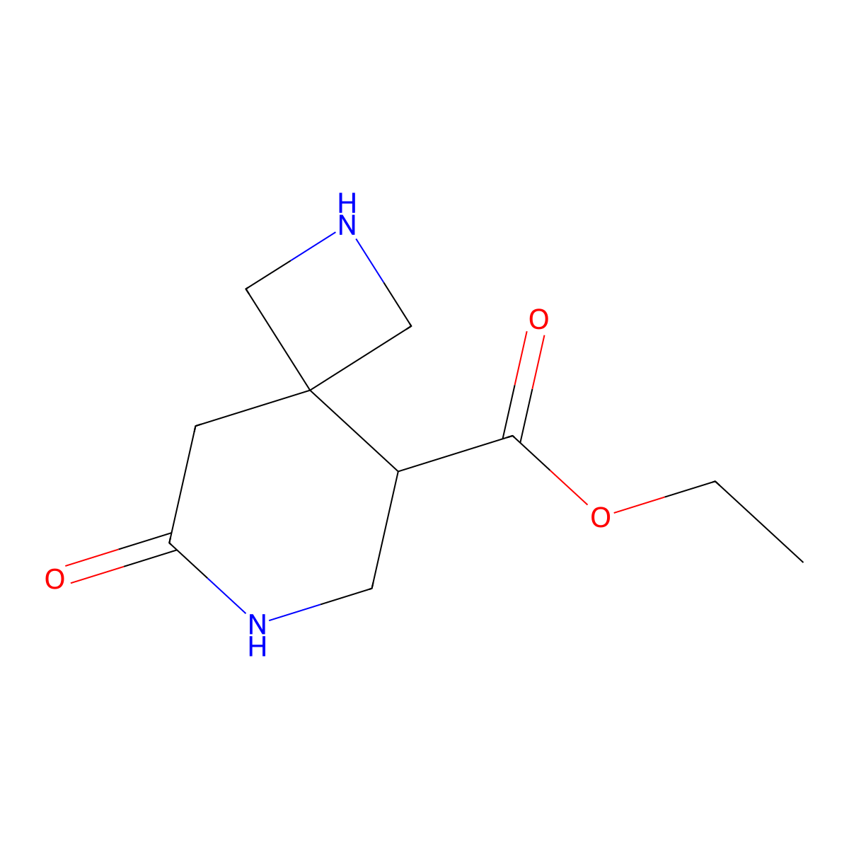 Ethyl 8-oxo-2,7-diazaspiro[3.5]nonane-5-carboxylate molecular structure, CAS 2580215-52-5