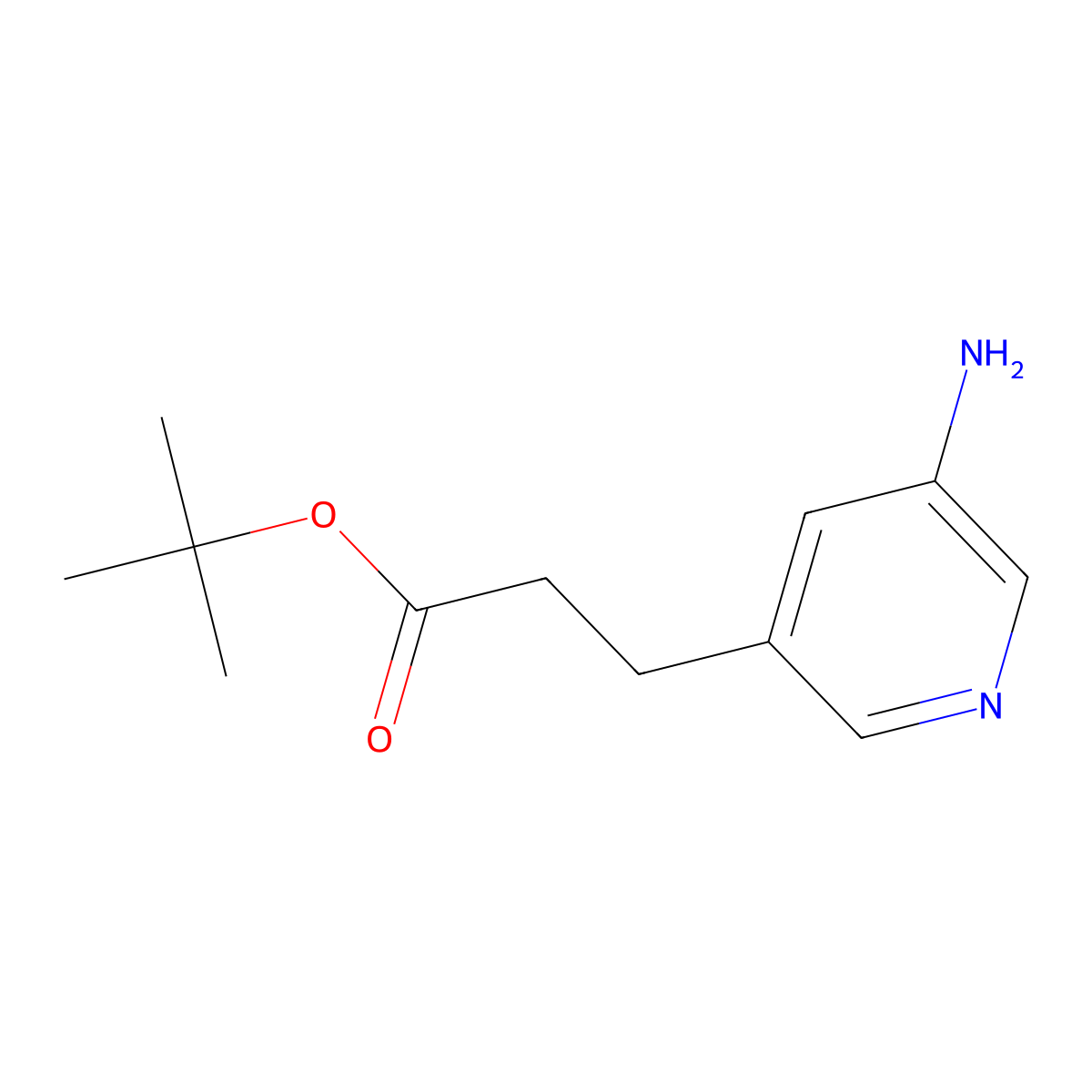 Tert-butyl 3-(5-aminopyridin-3-yl)propanoate molecular structure, CAS 2580215-53-6