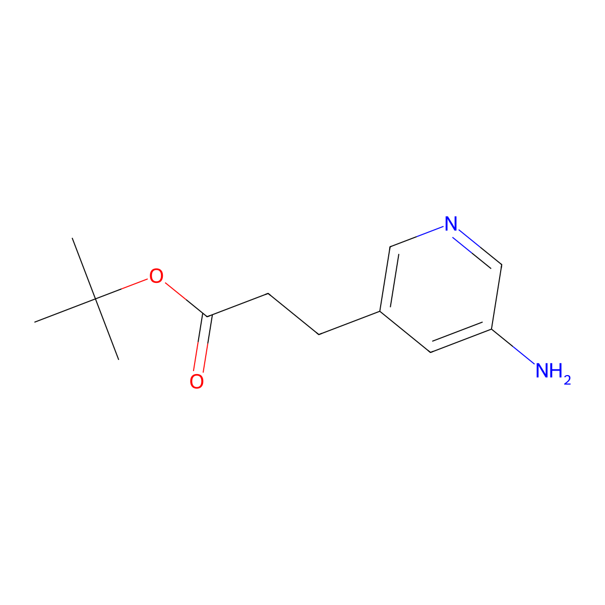 Tert-butyl 3-(5-aminopyridin-3-yl)propanoate molecular structure, CAS 2580215-53-6