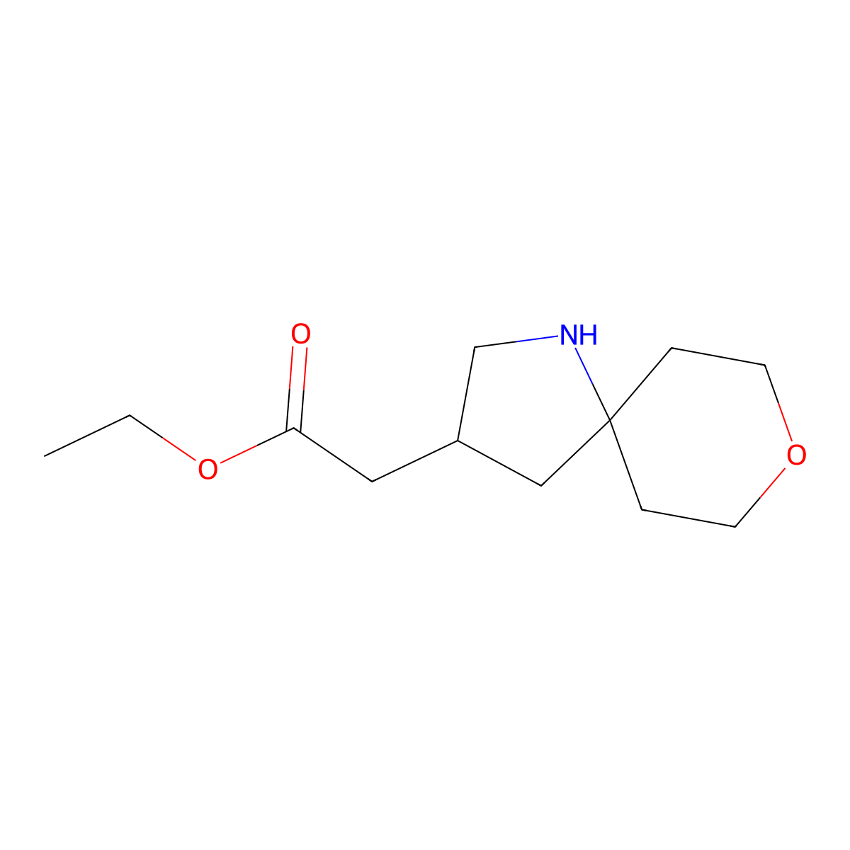 Ethyl 2-{8-oxa-1-azaspiro[4.5]decan-3-yl}acetate molecular structure, CAS 2580215-54-7