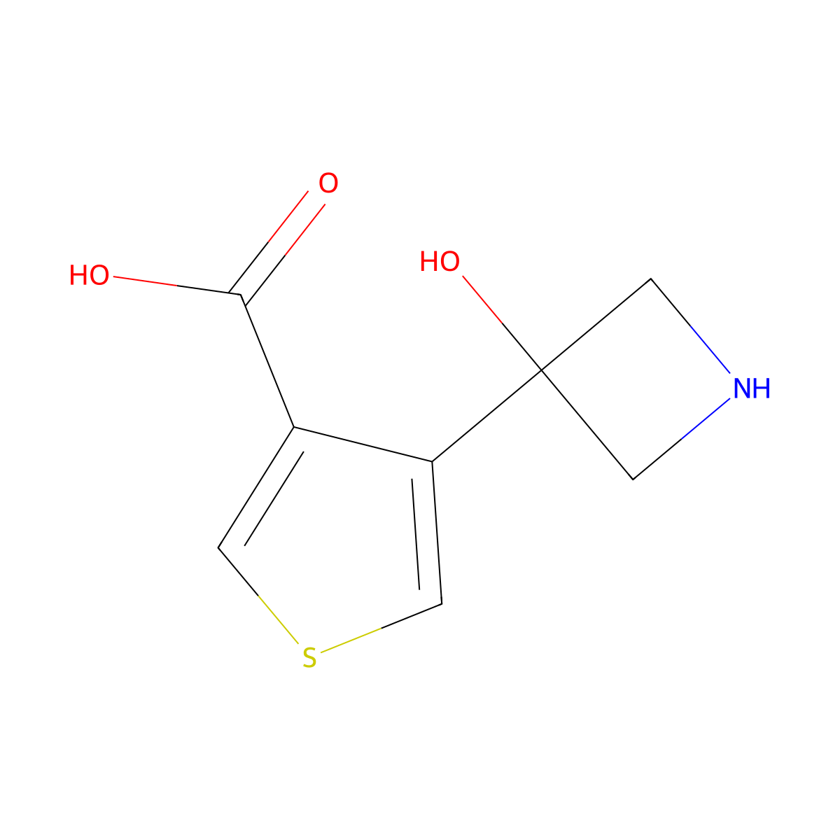 4-(3-Hydroxyazetidin-3-yl)thiophene-3-carboxylic acid molecular structure, CAS 2580215-59-2